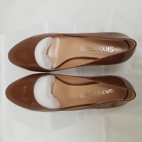 SKYSTERRY Women's Office Round Toe Patent Casual Slip On Spool Mid Heel size 9 - Picture 8 of 9